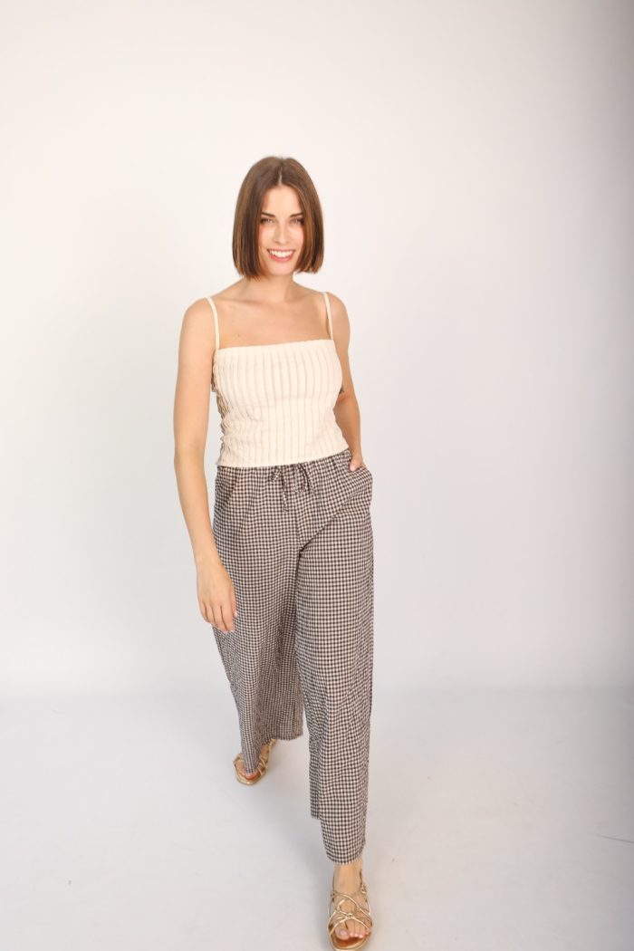 Pantalón Vichy marrón - Imagen 2