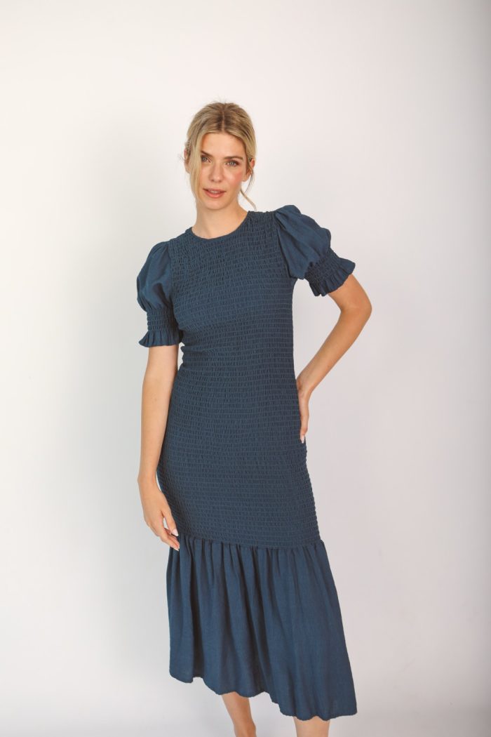 Vestido Thira Azul Petróleo