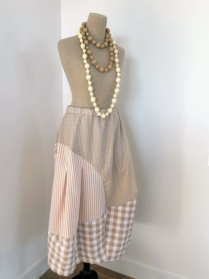 Falda Vichy  Beige/Blanco
