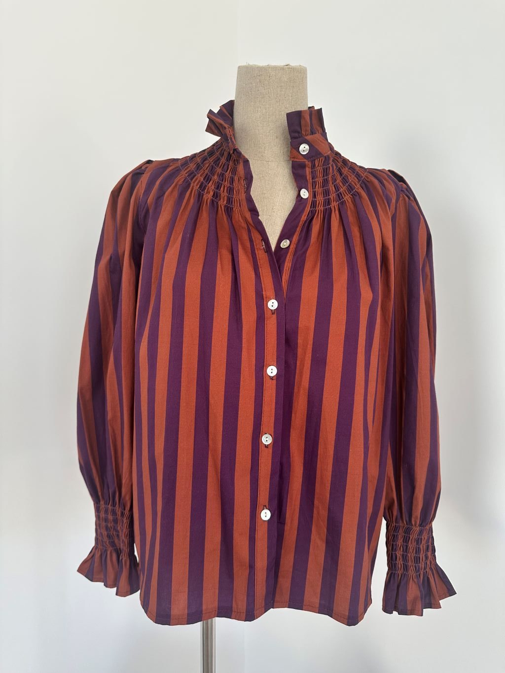 Camisa Rayas Teja/Morado (Quedan pocas unidades)