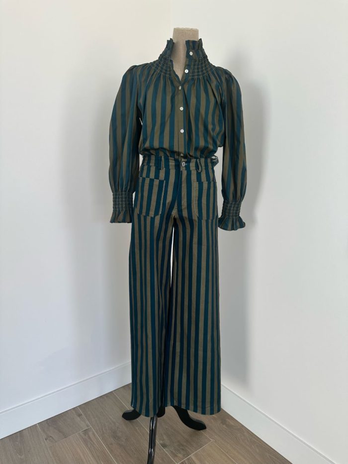 Camisa Rayas Azul/Kaki - Imagen 2