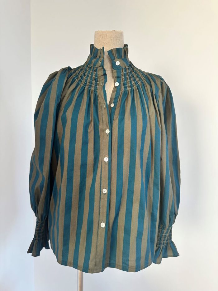 Camisa Rayas Azul/Kaki