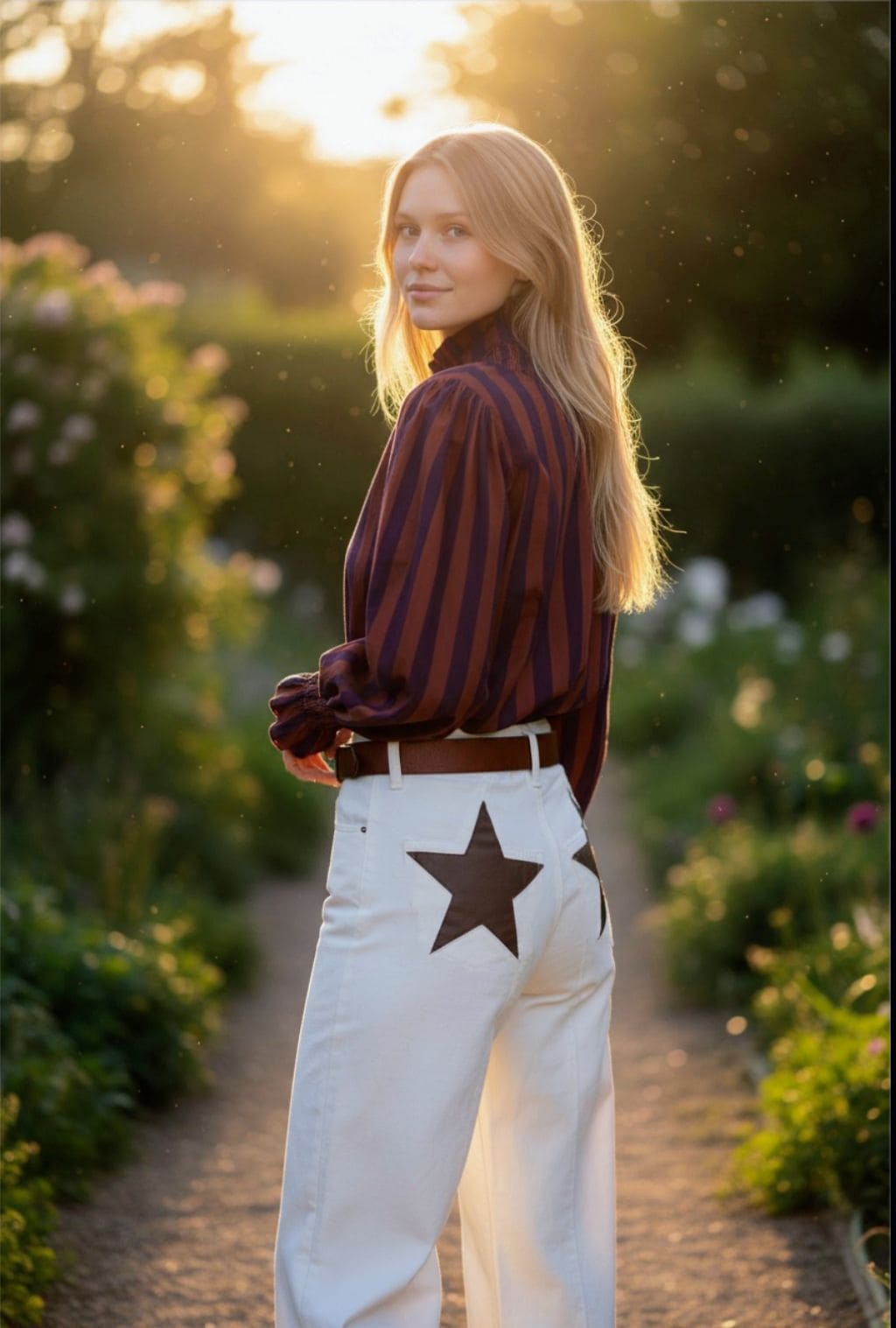 Jeans Blanco con Estrellas