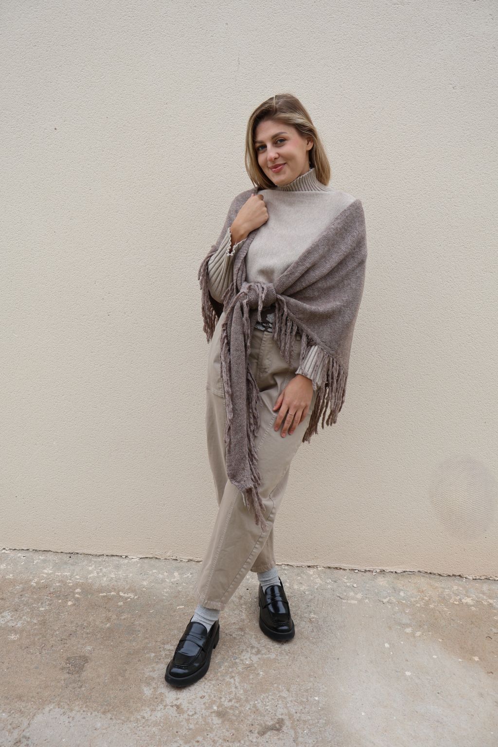 Capa de punto topo extrasuave para mujer de PANTTAC, complemento elegante para otoño e invierno.