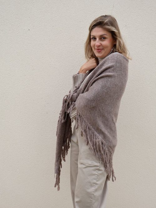 Capa de punto topo extrasuave para mujer de PANTTAC, complemento elegante para otoño e invierno.